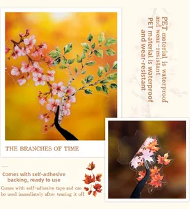 Waterproof PET stickers with floral branches and cherry blossom patterns for DIY journals