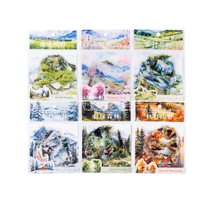 6 sets of forest and nature themed PET stickers for DIY scrapbooking, 30 pieces per pack