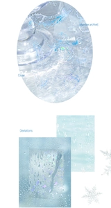 Nahaufnahme der holografischen PET-Sticker mit Wassertropfen- und Wellendesigns