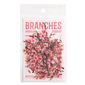 Pink cherry blossom PET stickers set in transparent packaging for DIY scrapbooking