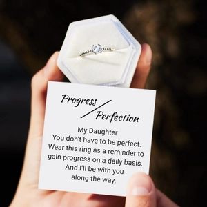 Detailed view of s925 silver beaded ring with rectangular crystal and gift card
