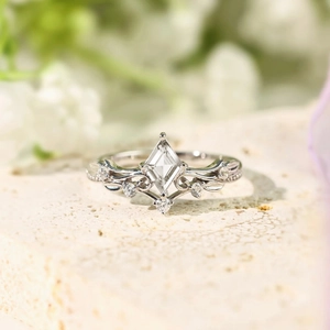 925 Sterling Silver Rhombus Kite Shaped Rhinestone Vine Leaf Ring For Women Minimalist Vintage Fashion Jewelry Finger Ring