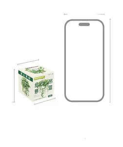 Size comparison of green plant PET tape measuring 43x43x52mm next to a mobile phone