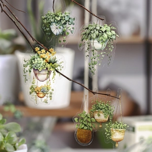 Hanging Basket Potted Plant PET Decorative Tape For Handbook DIY Stationery Scrapbooking Transparent Plant Stickers