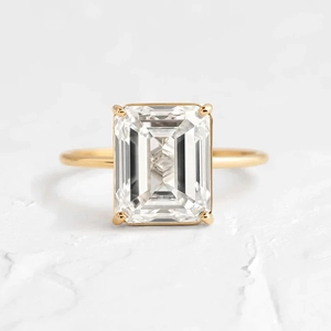 925 Sterling Silver Rectangle Emerald Cut Zirconia Ring Gold Plated Simple Minimalist Index Finger Fashion Ring For Women