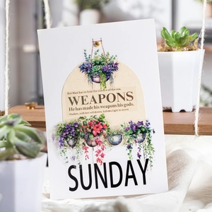 Sunday series decorative sticker with hanging potted plants for DIY scrapbooking journaling