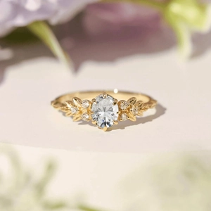 925 Sterling Silver Zirconia Leaf Ring For Women Vintage Gold Plated Branch Shape Elegant Fashion Jewelry Finger Ring