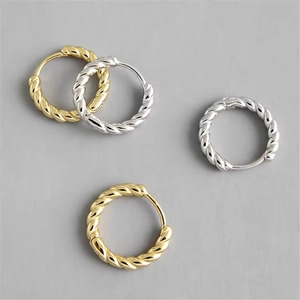 925 Sterling Silver Twisted Rope Hoop Earrings For Women Minimalist Fashion Braided Round Circle Stud Earrings Fine Jewelry Gift