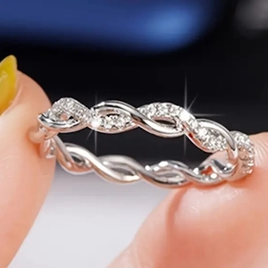 Bague nœud infini en argent sterling S925 sertie de zircons cubiques scintillants