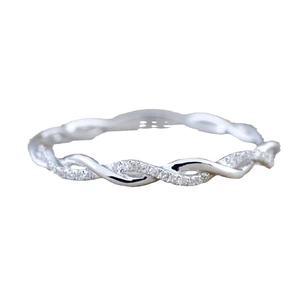 Bague nœud infini élégante en argent s925 sertie de pierres en zircone cubique brillante