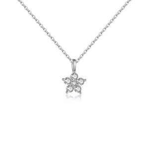 Minimalist S925 sterling silver necklace featuring a small zircon flower pendant on a chain