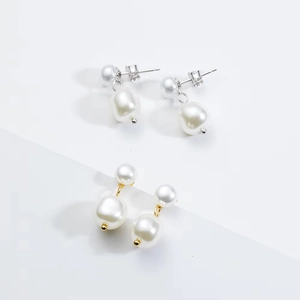 Artificial Baroque Pearl Drop Earrings With 925 Sterling Silver Earring Post Minimalist Elegant Fashion Jewelry For Women