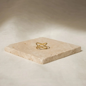 Elegant s925 silver double-layer crisscross gold ring with sparkling pavé cubic zirconia