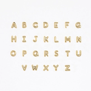 Ensemble complet de 26 boucles d'oreilles alphabet S925 en argent doré style ballon 3D