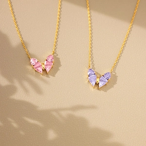 925 Sterling Silver Butterfly Pendant Necklace For Women S925 Silver Chain Pink Purple Zirconia Inlaid Fashion Jewelry Gift