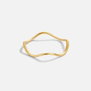 Minimalist S925 Sterling Silver Gold Plated Wave Ring For Women Fashion Tiny Line Rippled Finger Ring Everyday Jewelry