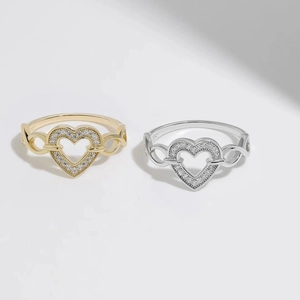 925 Sterling Silver Heart Infinity Ring For Women Paved White Rhinestone Fashion Finger Ring Jewelry Wedding Party Gift
