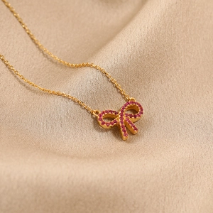 S925 Sterling Silver Pave Rhinestone Bow Pendant Necklace For Women Elegant Minimalist Jewelry Bowknot Clavicle Chain Gift