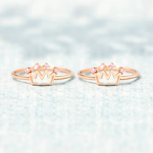 925 Sterling Silver Crown Ring For Women Rose Gold Rhinestone Best Bitches Letter Ring Fashion Jewelry Finger Ring Gift