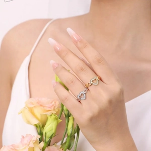 Elegant s925 silver infinity heart rings in gold and silver finish with sparkling crystals