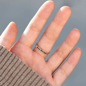 S925 sterling silver Best Bitches crown ring in rose gold finish for women