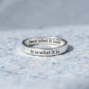 Bague en Argent Sterling 925 Lettres Gravées Anneau pour Femmes Slogan Minimaliste en Émail Bijoux Inspirants Cadeau