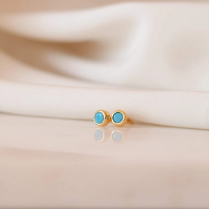 925 Sterling Silver Round Turquoise Stud Earrings For Women Minimalist Simple Geometric Earrings Jewelry Accessories Gift
