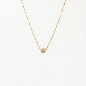 Elegant gold S925 sterling silver necklace with a round pavé zircon pendant design