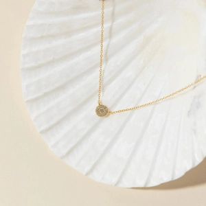S925 Sterling Silver Round Pavé Zirconia Pendant Necklace Minimalist Gold Plated Clavicle Chain Jewelry For Women