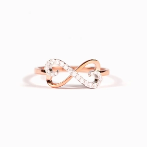 Anello Infinito in Argento Sterling 925 per Donna Placcato Oro Rosa Strass Anello a Cuore Gioielli di Moda Minimalista Regalo