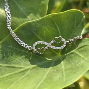 Zweilagiges S925 Sterlingsilber Armband mit Unendlichkeitssymbol und Zirkonia