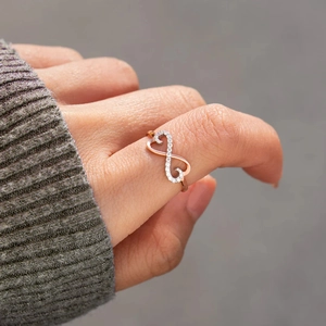 Anello cuore infinito minimalista in argento S925 oro rosa con pietre di zircone