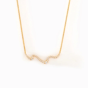 S925 Sterling Silver Wave Pendant Necklace Gold Plated Zirconia Inlaid Minimalist Fashion Jewelry For Women Clavicle Chain