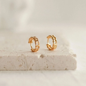 Boucles d'Oreilles Créoles en Argent Sterling S925 pour Femmes Mode Minimaliste Texture de Chaîne Géométrique Corde Torsadée Plaquées Or Bijoux Quotidiens