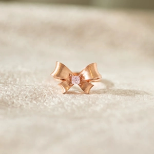 925 Sterling Silver Bow Open Ring For Women Frosted Rose Gold Plated Adjustable Inlaid Rhinestone Simple Style Finger Ring Fashion Jewelry Gift