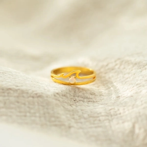 S925 Sterling Silver Double Layer Wave Mountain Ring For Women Synthetic Opal Inlaid Minimalist Commute Finger Jewelry