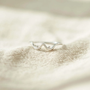 Bague Ondulée en Argent Sterling S925 pour Femme Bague Géométrique Mode Simple Bijoux à Bande Mince Cadeau