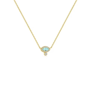 S925 sterling silver Evil Eye necklace with blue marquise stone and gold finish