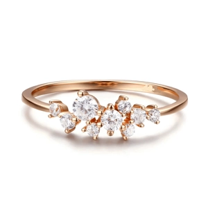 S925 Sterling Silver Rose Gold Plated Cluster Zirconia Ring For Women Minimalist Fashion Geometric Shiny Finger Ring Jewelry