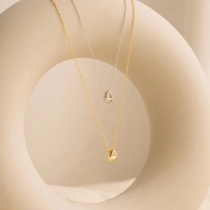 Colliers gouttelette en argent sterling S925 or et argent avec pendentif en zircone