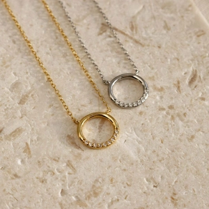 925 Sterling Silver Zirconia Circle Pendant Necklace For Women Minimalist Geometric Round Charm Necklace Jewelry Gift
