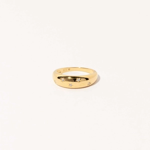 925 Sterling Silver Star Ring For Women Gold Plated Dome Design Rhinestone Inlaid Simple Fashion Finger Ring Jewelry
