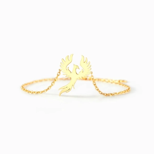 Eleganter goldener Phönix Armreif aus s925 Silber für Damen im minimalistischen Design