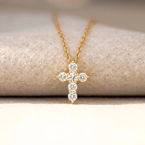925 Sterling Silver Cross Pendant Necklace For Women Gold Plated Zirconia Minimalist Fashion Inlaid Jewelry Clavicle Chain