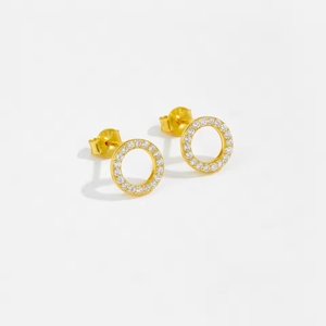 Boucles d'oreilles créoles en argent s925 plaqué or avec zircons blancs micro-pavés