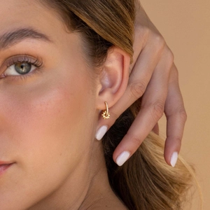 Élégantes boucles d'oreilles créoles S925 plaquées or avec pendentif étoile en zircone