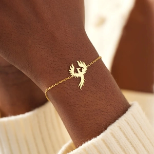 Eleganter goldener Phönix-Armband aus S925 Sterlingsilber im minimalistischen Stil