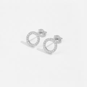Boucles d'oreilles rondes en argent s925 avec zircons scintillants sertis en pavé