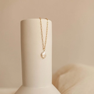 925 Sterling Silver Irregular Baroque Freshwater Pearl Necklace Elegant Paperclip Chain Clavicle Necklace Jewelry For Women