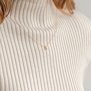 Minimalist s925 sterling silver gold letter A necklace with micro-pave cubic zirconia